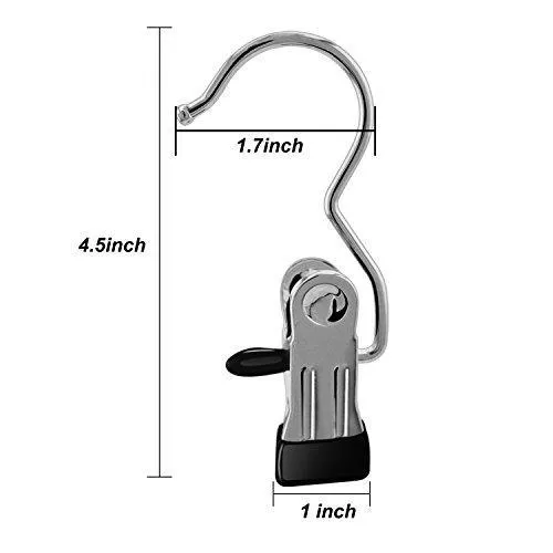12 PCS,Ipow Portable Laundry Hook Hanging Clothes Pins Stainless steel Travel Home clothing Boot Hanger Hold Clips