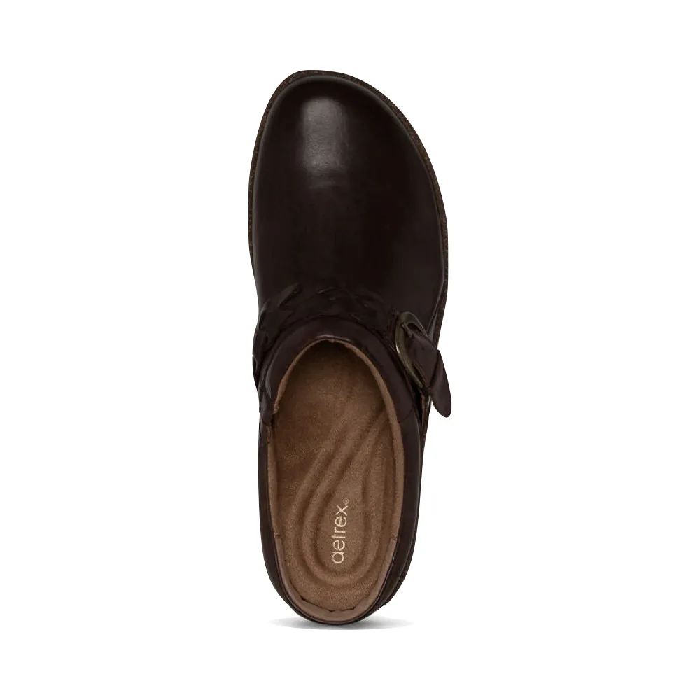 Aetrex Women's Libby Leather Clog in Brown