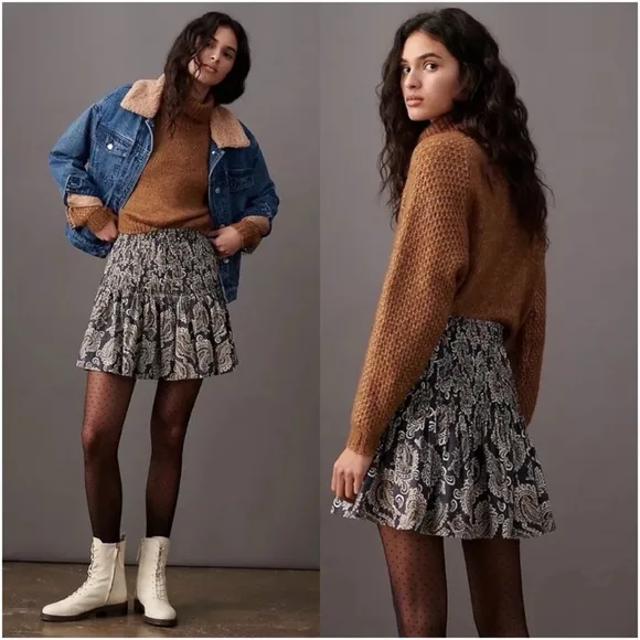 ANTHROPOLOGIE Eula Pintucked Mini Skirt