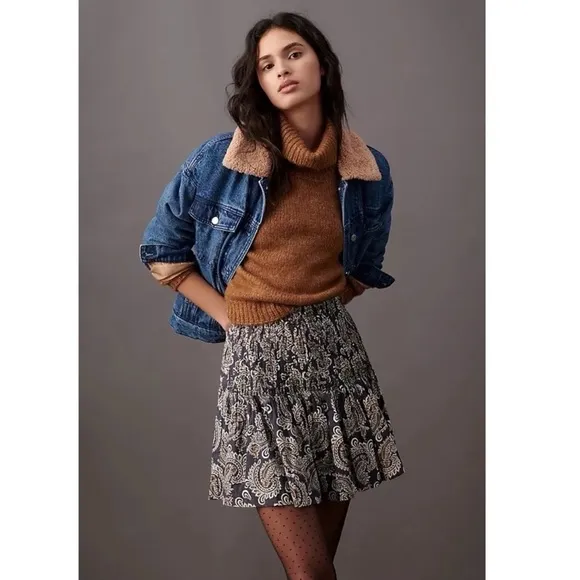 ANTHROPOLOGIE Eula Pintucked Mini Skirt