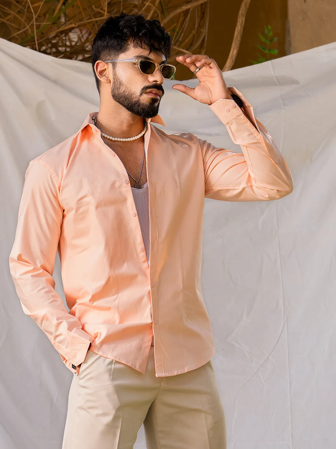 Apricot Full Sleeve Solid Shirt