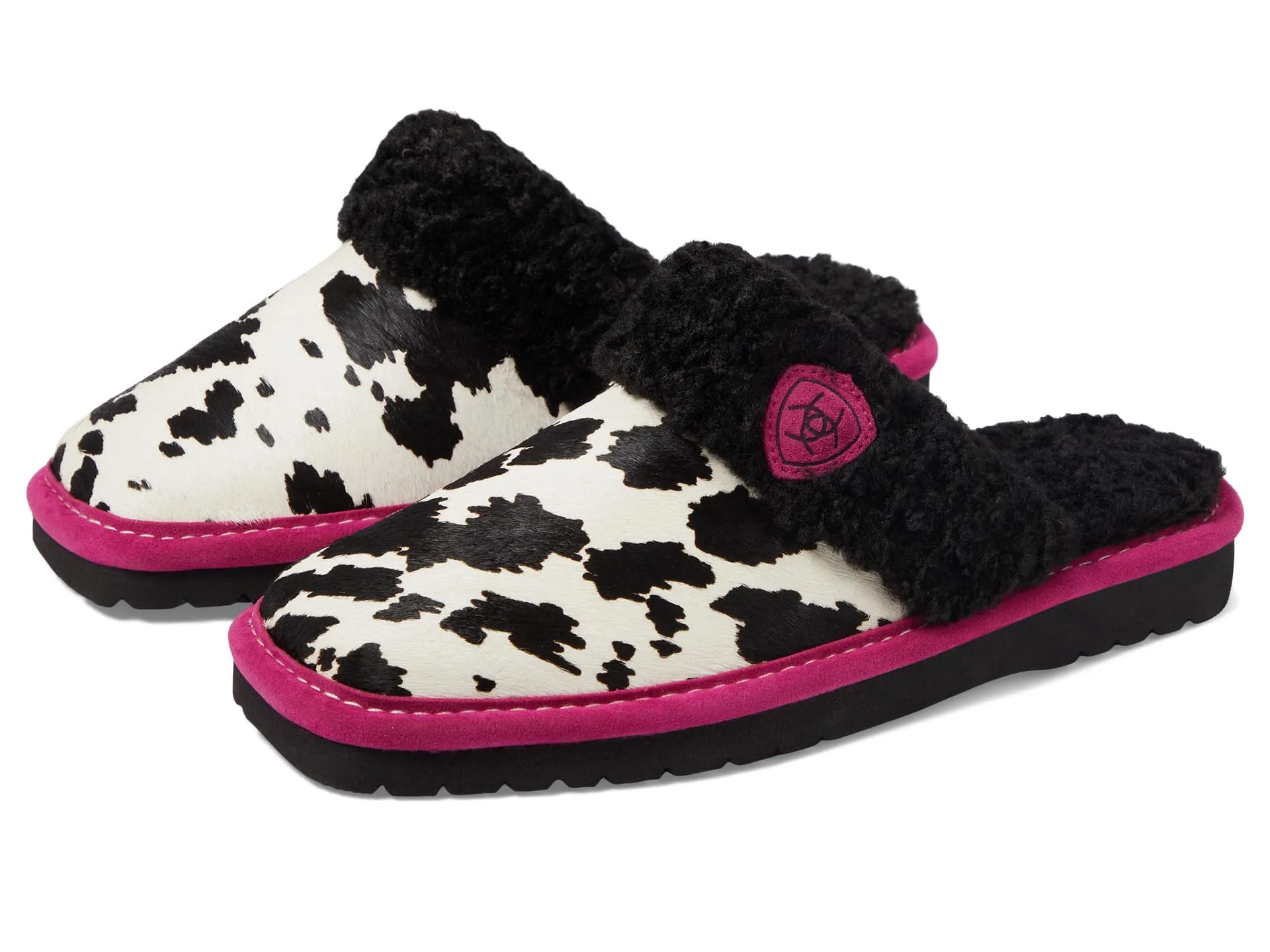 ARIAT Women's Indoor/Outdoor Warm Comfortable Jackie Square Toe Exotic Slippers with Genuine Suede Leather Uppers 9 Pink Pony