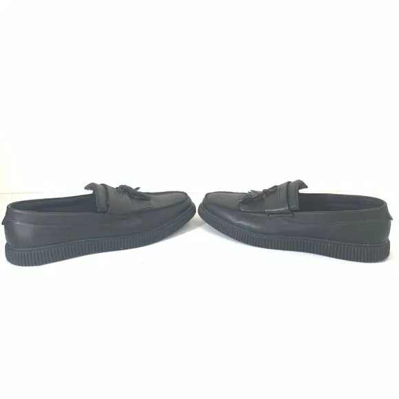 ASOS 1950s Style Black Men's CREEPERS Tassel Penny Loafers Slip On Oxford Size 9