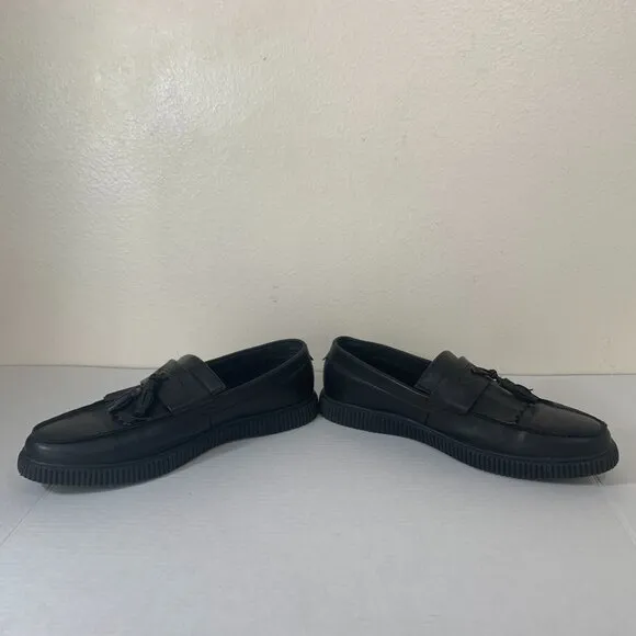 ASOS 1950s Style Black Men's CREEPERS Tassel Penny Loafers Slip On Oxford Size 9