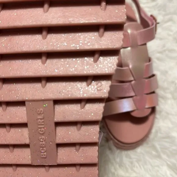 BCBG girls translucent pink/shimmering soles sandals size 2