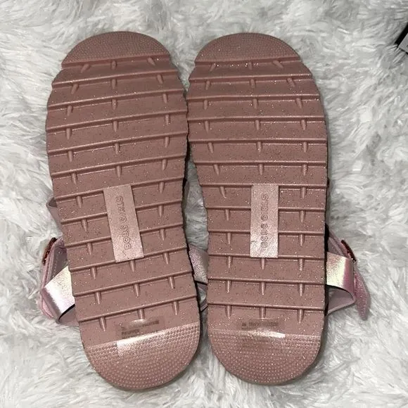 BCBG girls translucent pink/shimmering soles sandals size 3