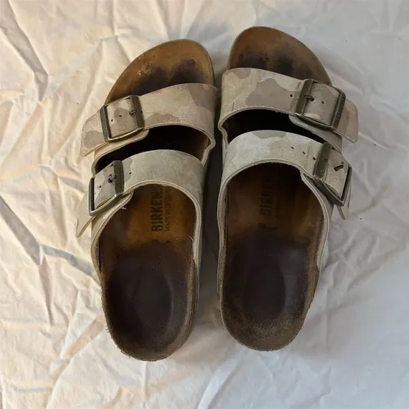 Birkenstock Arizona Unisex Sandals Beige Camouflage Size 8 Casual