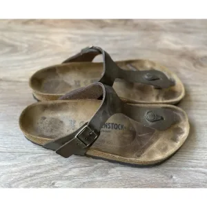 Birkenstock Gizeh Brown Leather Thong Sandals Women's 8.5  EU 39