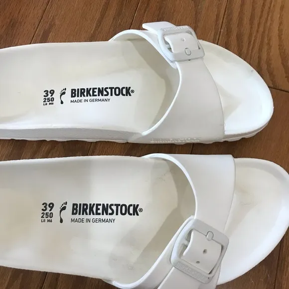 Birkenstock Madrid EVA Womens Rubber One Strap Slip On Sandals Size 39 W8 White