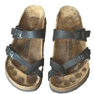 Birkenstock Mayari Slides Toe-Loop Sandals Black Birko-Flor Womens 6-6.5 EU 36