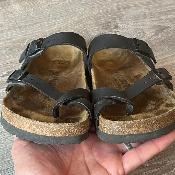Birkenstock Mayari Slides Toe-Loop Sandals Black Birko-Flor Womens 6-6.5 EU 36