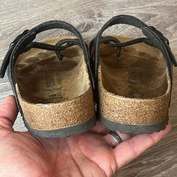 Birkenstock Mayari Slides Toe-Loop Sandals Black Birko-Flor Womens 6-6.5 EU 36