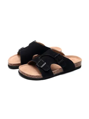 Black Criss Cross Wrap Suede Sandals
