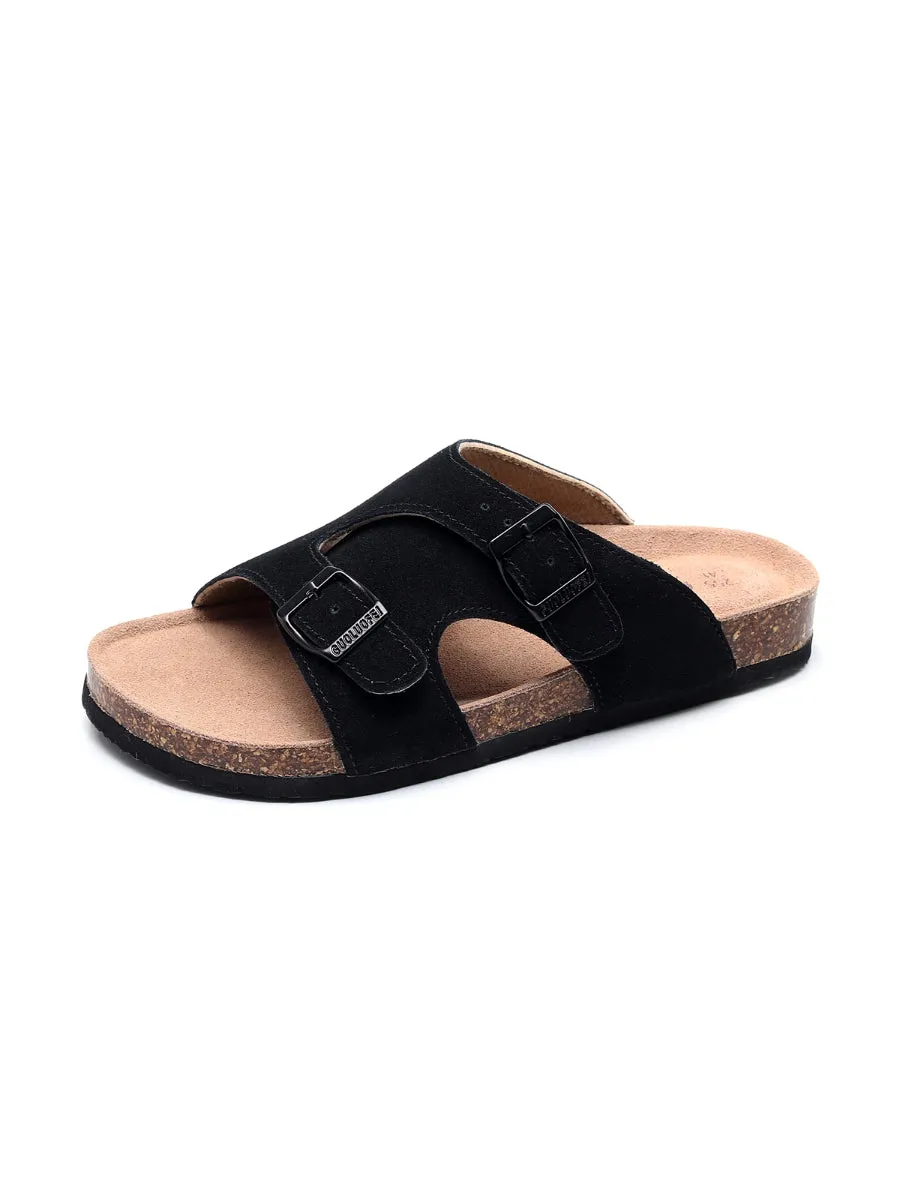 Black Criss Cross Wrap Suede Sandals