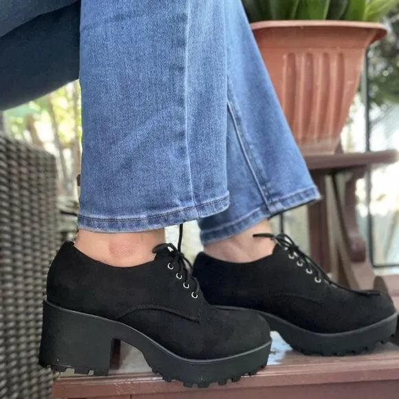 Black Suede Lace Platform Loafer
