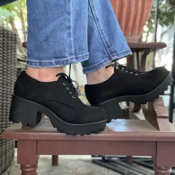 Black Suede Lace Platform Loafer