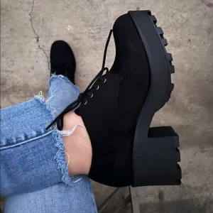 Black Suede Lace Platform Loafer