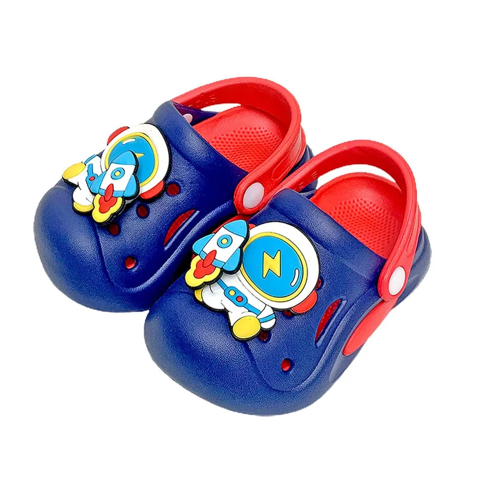 Blue & Red spinning rocket Slip on Clogs, Summer/Monsoon all season Footwear for Toddlers & Kids