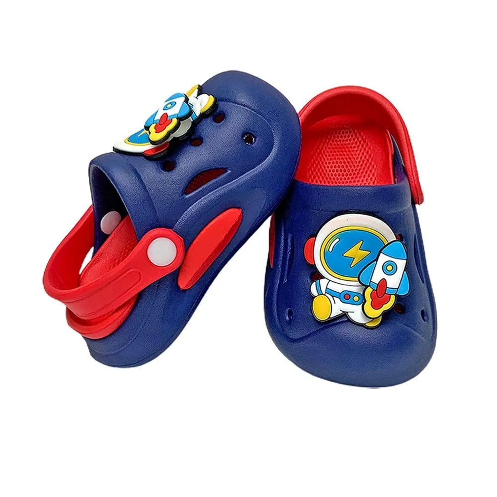 Blue & Red spinning rocket Slip on Clogs, Summer/Monsoon all season Footwear for Toddlers & Kids
