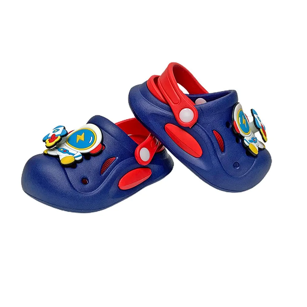 Blue & Red spinning rocket Slip on Clogs, Summer/Monsoon all season Footwear for Toddlers & Kids