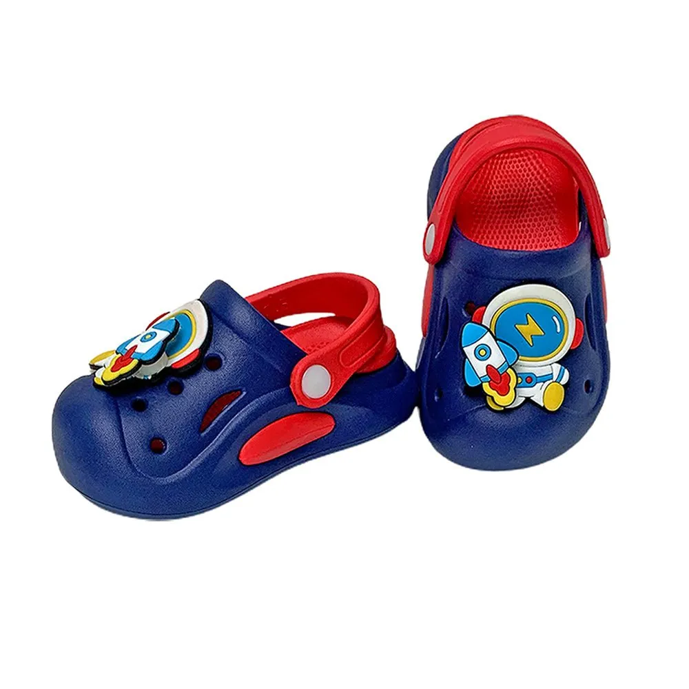 Blue & Red spinning rocket Slip on Clogs, Summer/Monsoon all season Footwear for Toddlers & Kids