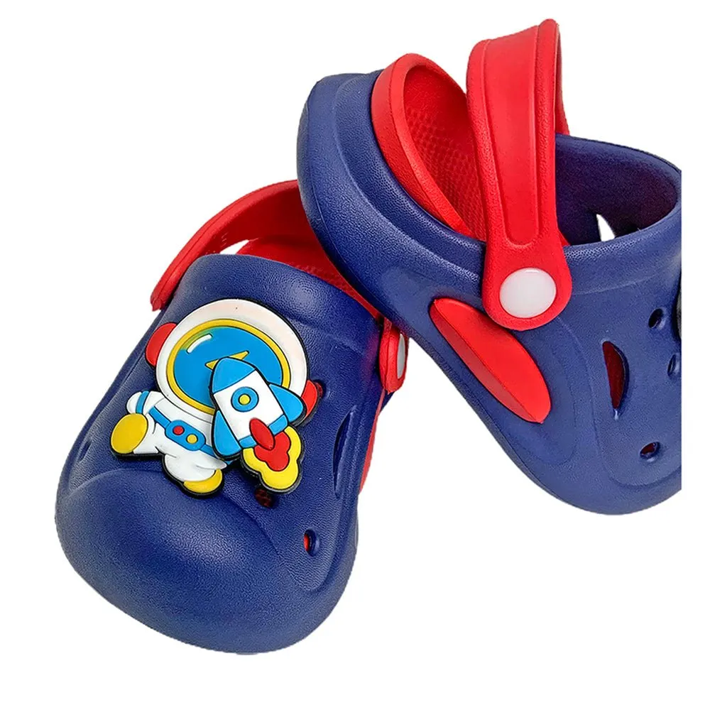 Blue & Red spinning rocket Slip on Clogs, Summer/Monsoon all season Footwear for Toddlers & Kids