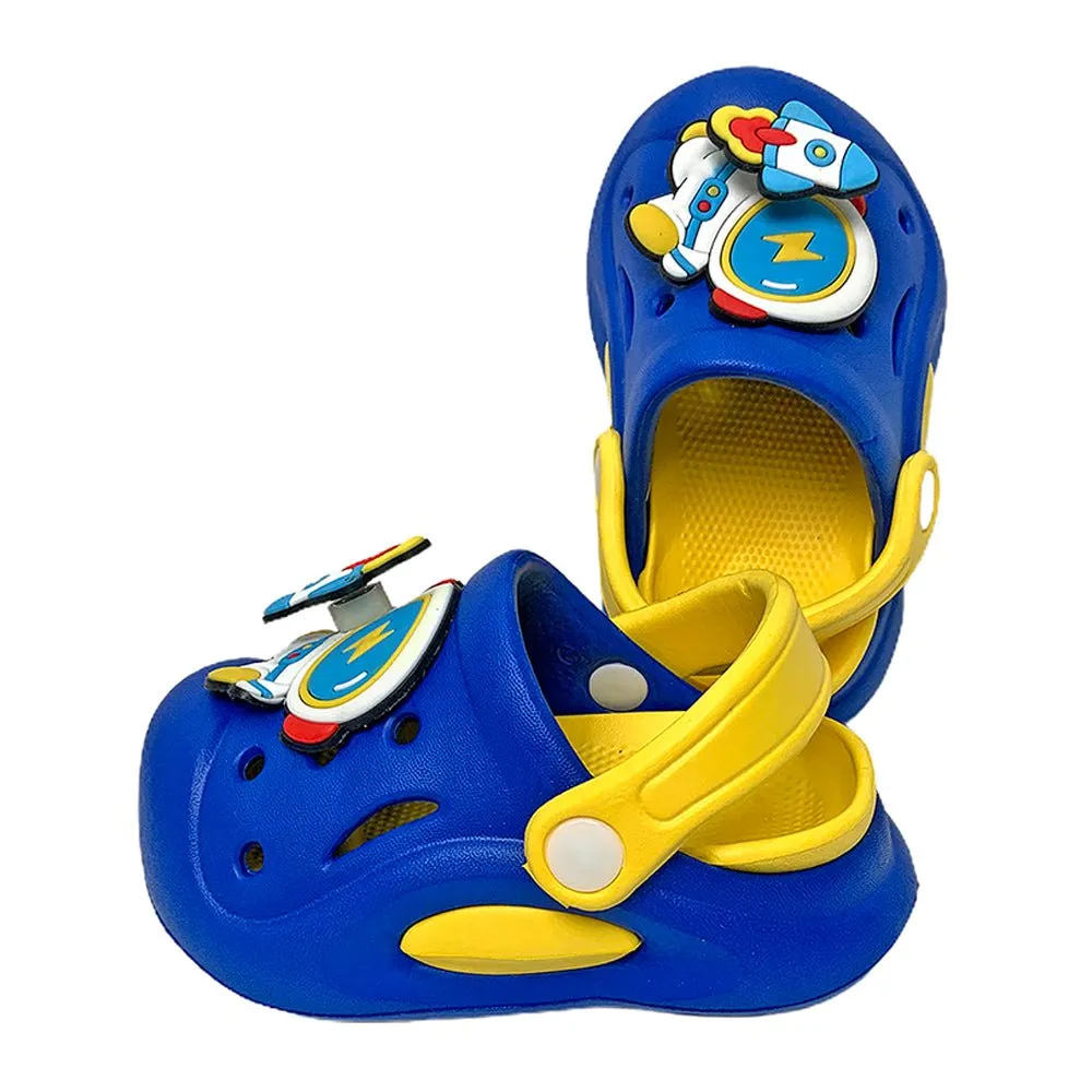 Blue & Yellow spinning rocket Slip on Clogs, Summer/Monsoon all season Footwear for Toddlers & Kids