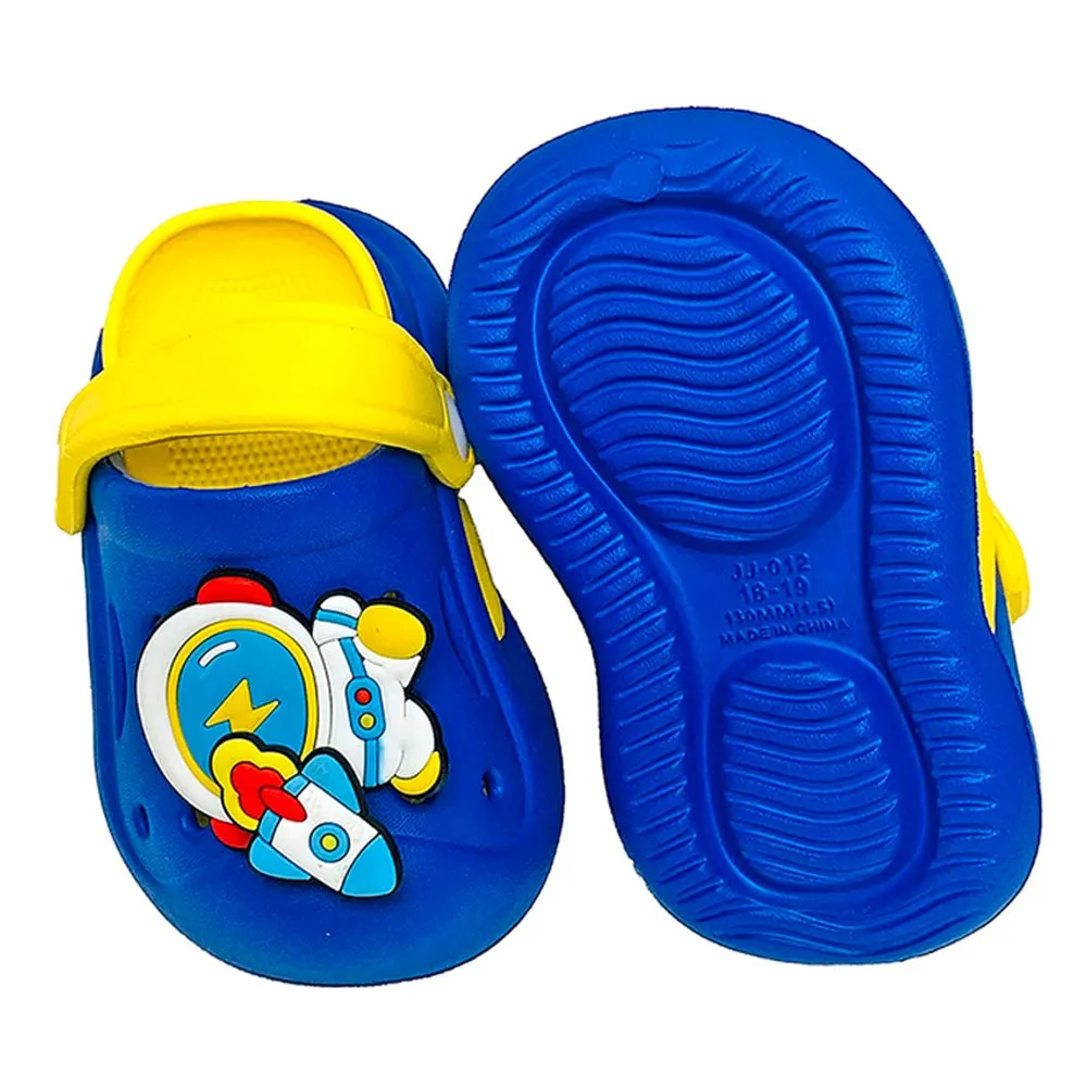 Blue & Yellow spinning rocket Slip on Clogs, Summer/Monsoon all season Footwear for Toddlers & Kids