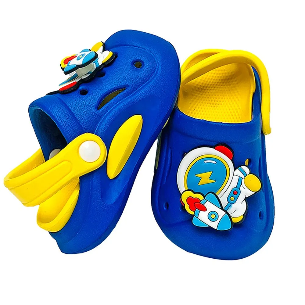Blue & Yellow spinning rocket Slip on Clogs, Summer/Monsoon all season Footwear for Toddlers & Kids