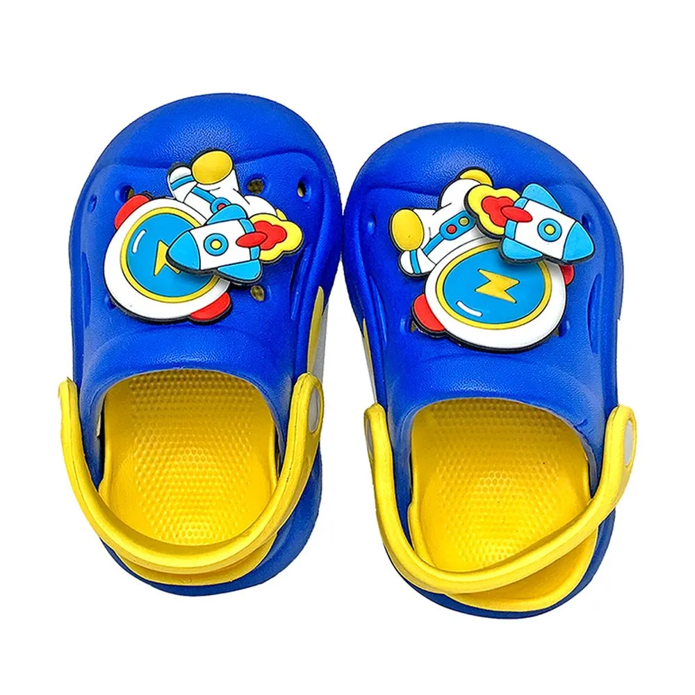 Blue & Yellow spinning rocket Slip on Clogs, Summer/Monsoon all season Footwear for Toddlers & Kids