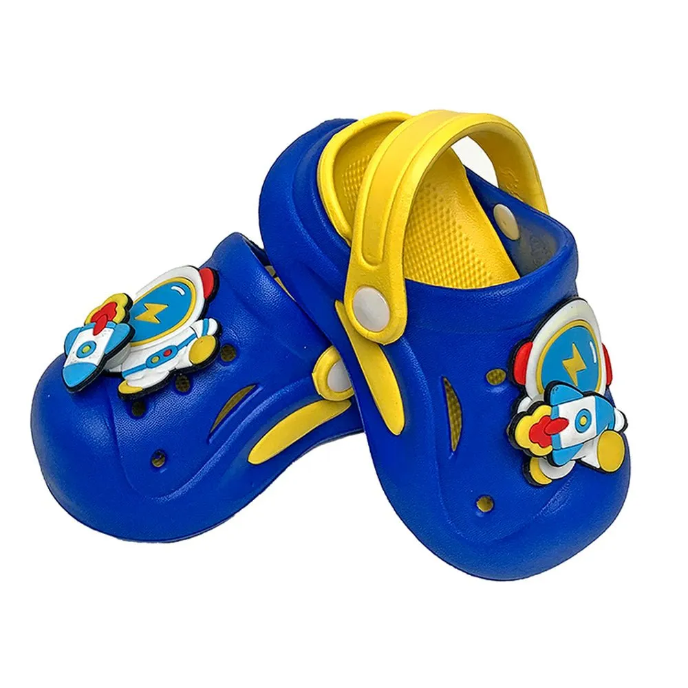 Blue & Yellow spinning rocket Slip on Clogs, Summer/Monsoon all season Footwear for Toddlers & Kids