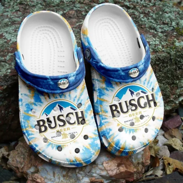 Blue Busch Beers Tie Dye Clogs