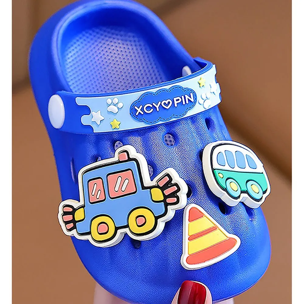 Blue Transport theme Slip on Clogs, Summer/Monsoon all season Footwear for Toddlers & Kids