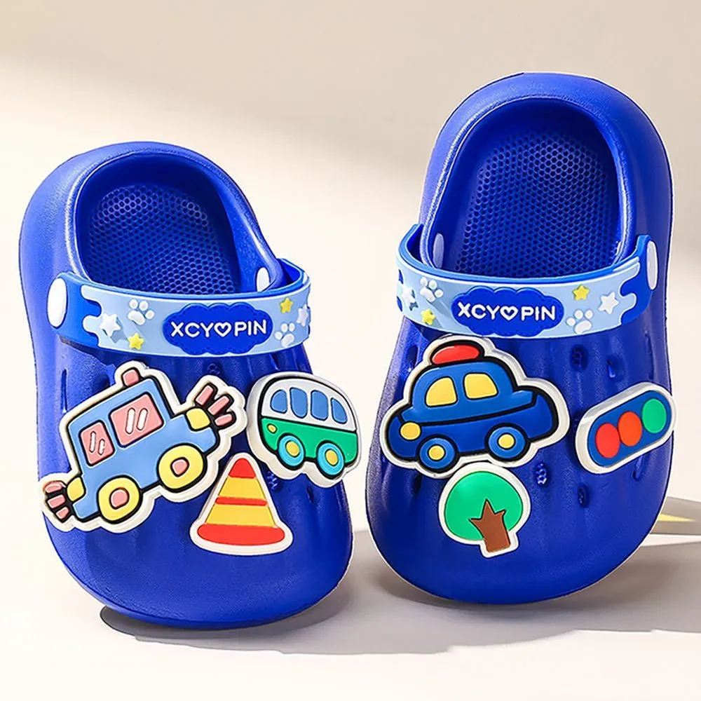 Blue Transport theme Slip on Clogs, Summer/Monsoon all season Footwear for Toddlers & Kids
