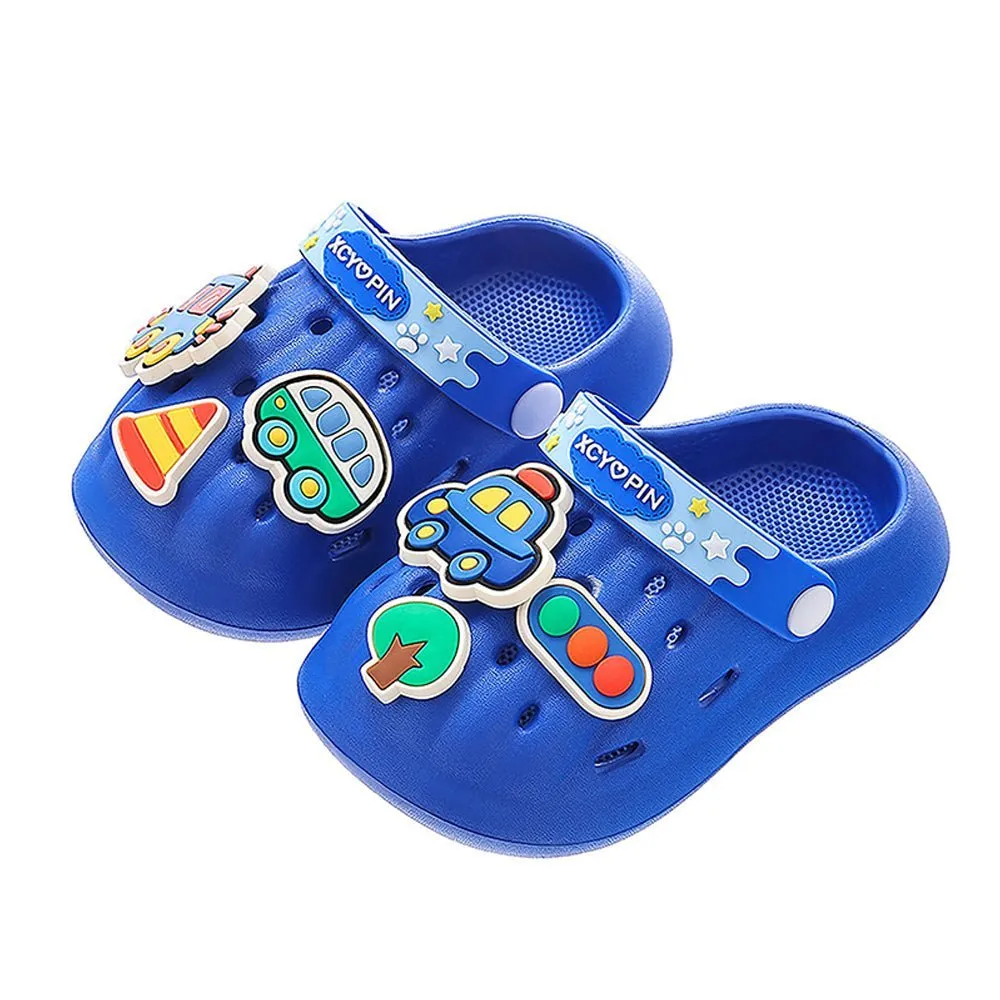 Blue Transport theme Slip on Clogs, Summer/Monsoon all season Footwear for Toddlers & Kids