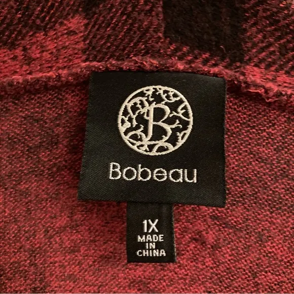 Bobeau Red Plaid Cardigan Comfy Casual Dressbarn Fishermen Boyfriend Sweater 1X