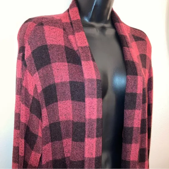 Bobeau Red Plaid Cardigan Comfy Casual Dressbarn Fishermen Boyfriend Sweater 1X