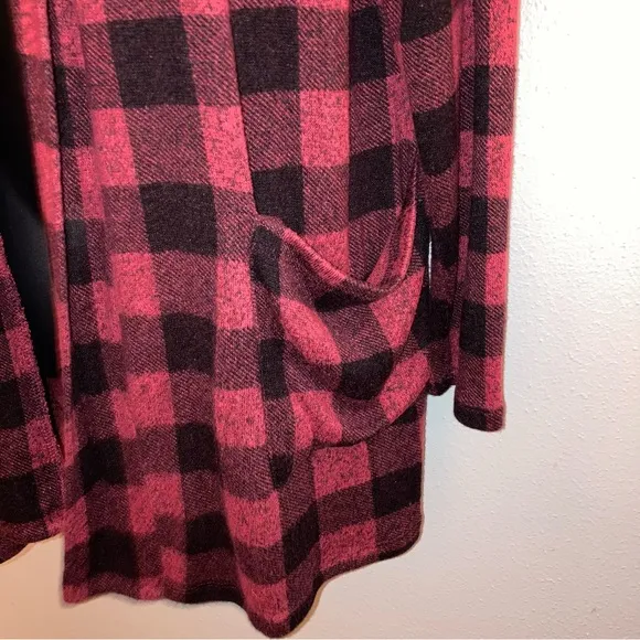 Bobeau Red Plaid Cardigan Comfy Casual Dressbarn Fishermen Boyfriend Sweater 1X