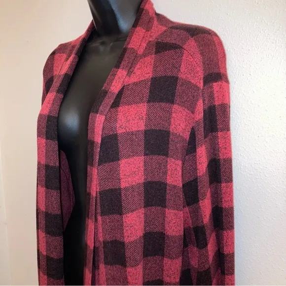 Bobeau Red Plaid Cardigan Comfy Casual Dressbarn Fishermen Boyfriend Sweater 1X