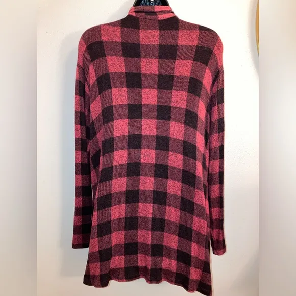 Bobeau Red Plaid Cardigan Comfy Casual Dressbarn Fishermen Boyfriend Sweater 1X