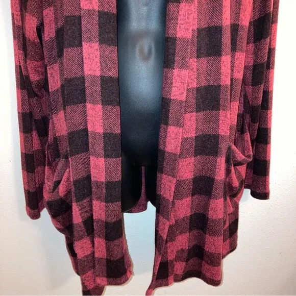 Bobeau Red Plaid Cardigan Comfy Casual Dressbarn Fishermen Boyfriend Sweater 1X