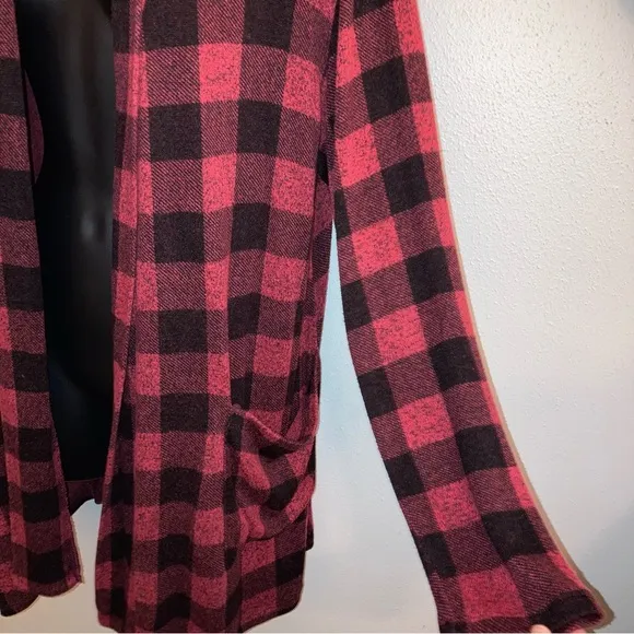 Bobeau Red Plaid Cardigan Comfy Casual Dressbarn Fishermen Boyfriend Sweater 1X