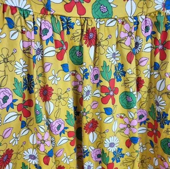 Boden Feminine Violet Floral Square Neck Pockets Midi Dress Honeycomb US 4P