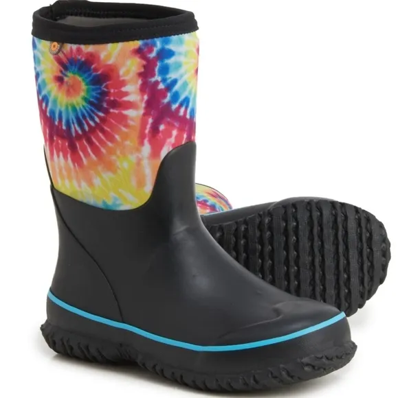 Bogs Kids Classic Stomper Tie Dye Boots Neoprene Waterproof Insulated Cushion