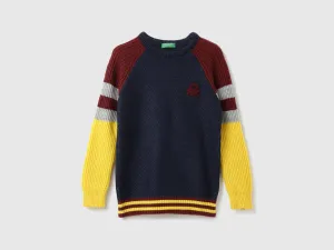 Boys Colorblock Round Neck Sweater