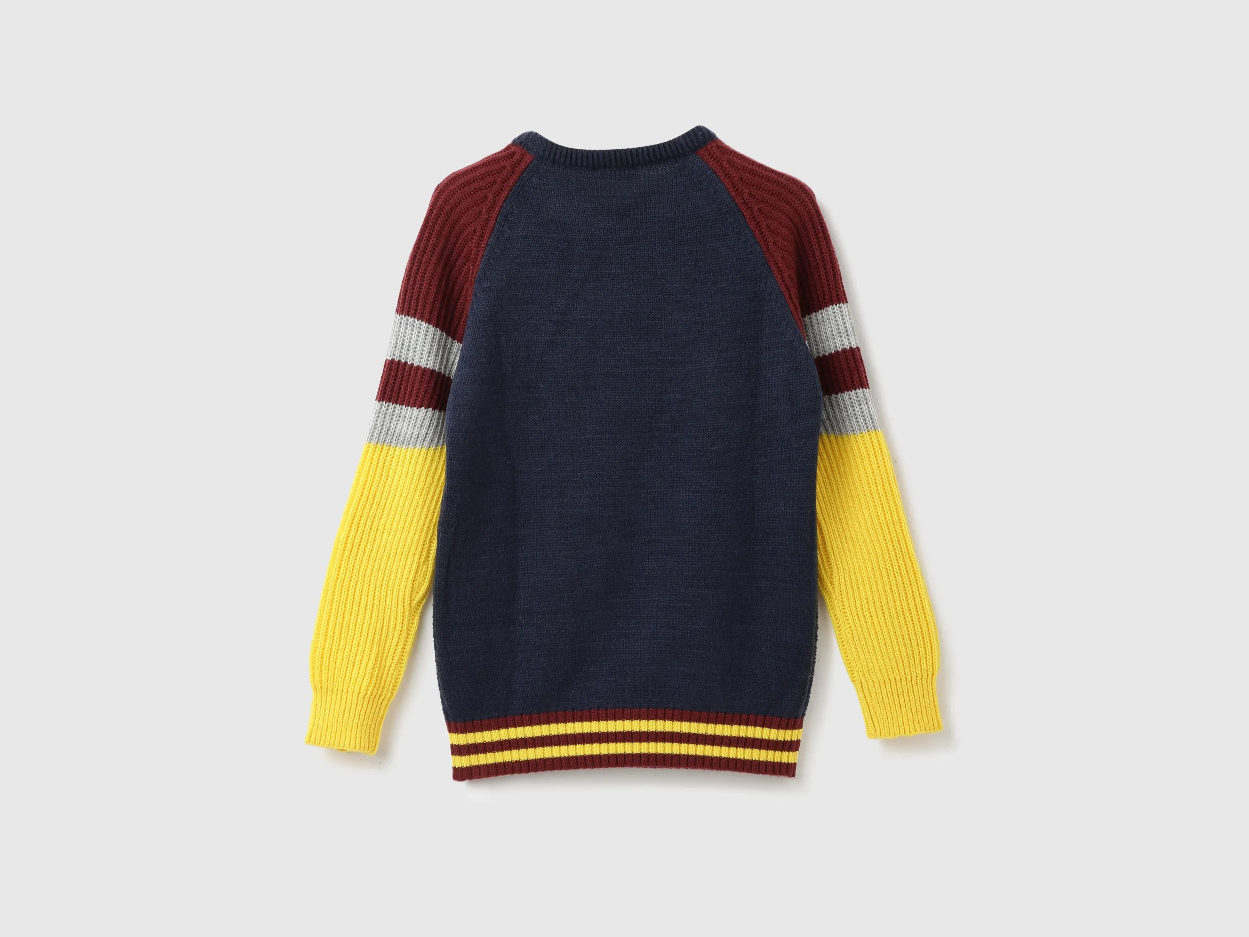 Boys Colorblock Round Neck Sweater