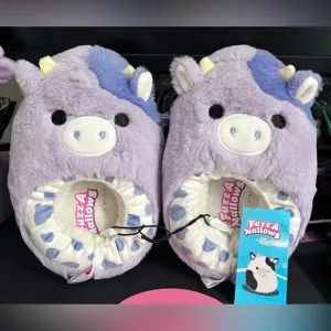 Bubba the Purple Cow Fuzzamallows Squishmallow Slippers