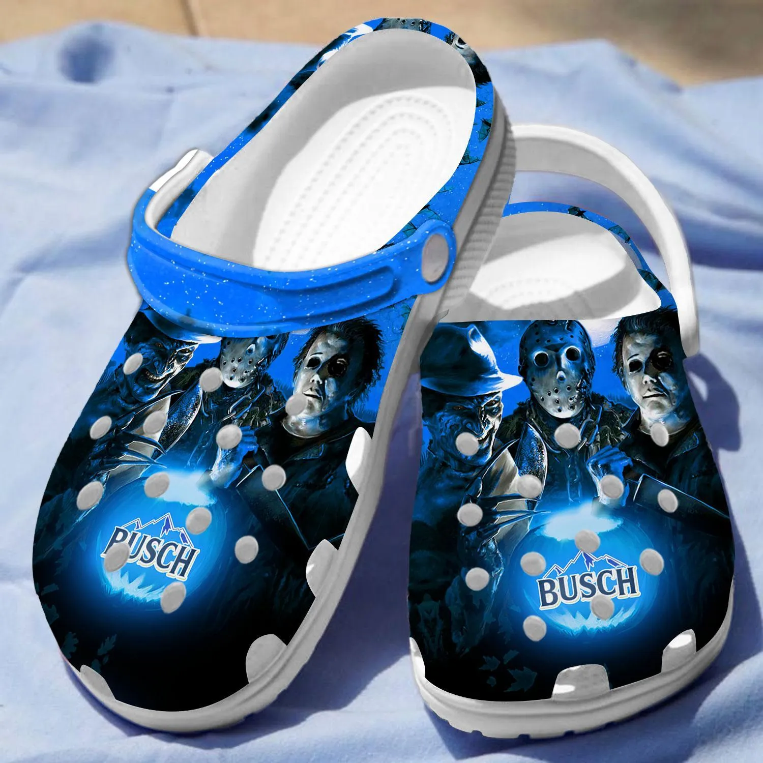 Busch Beer Horror Halloween Slippers Clogs