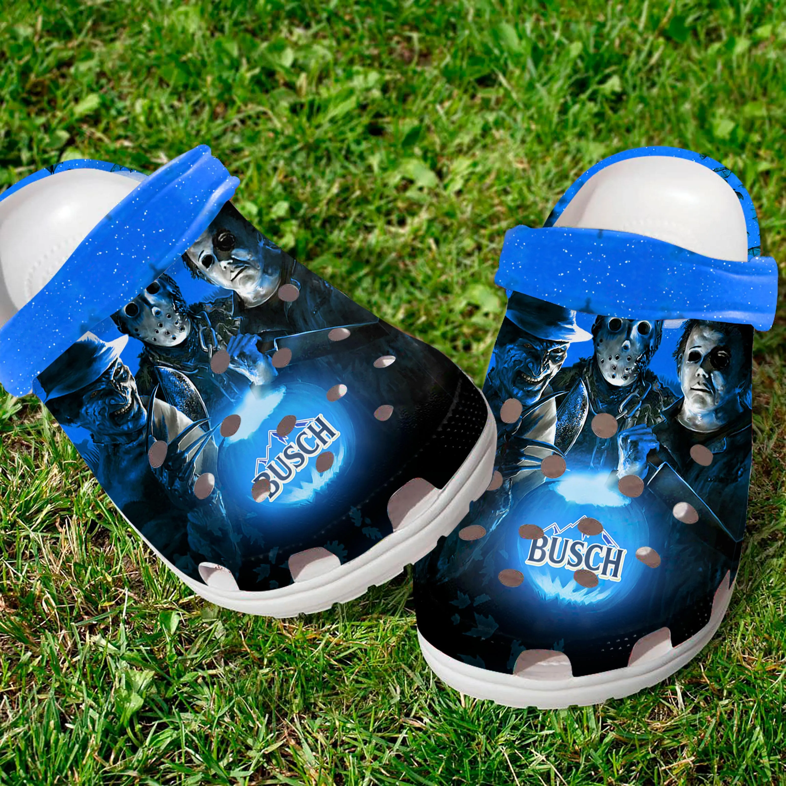 Busch Beer Horror Halloween Slippers Clogs