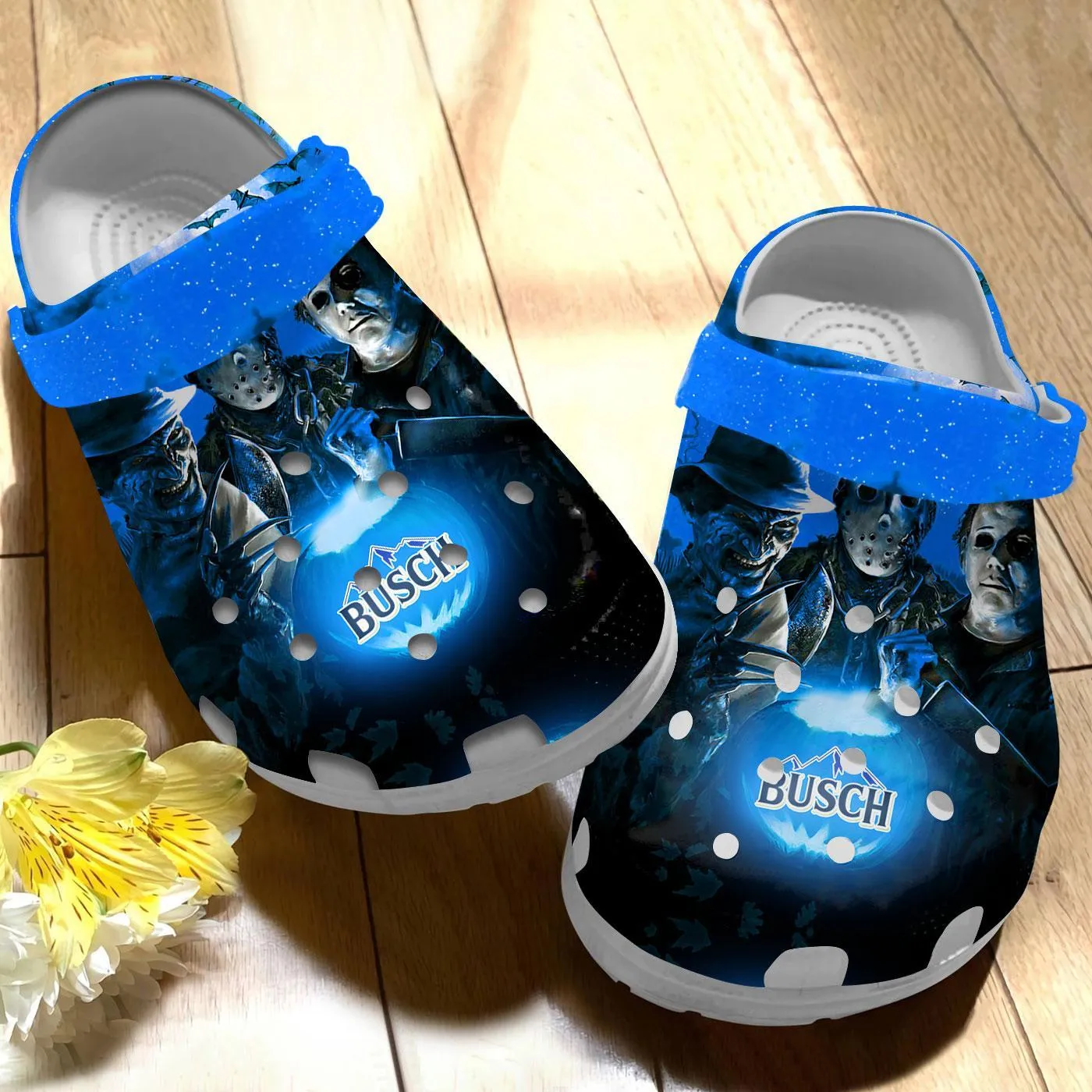 Busch Beer Horror Halloween Slippers Clogs